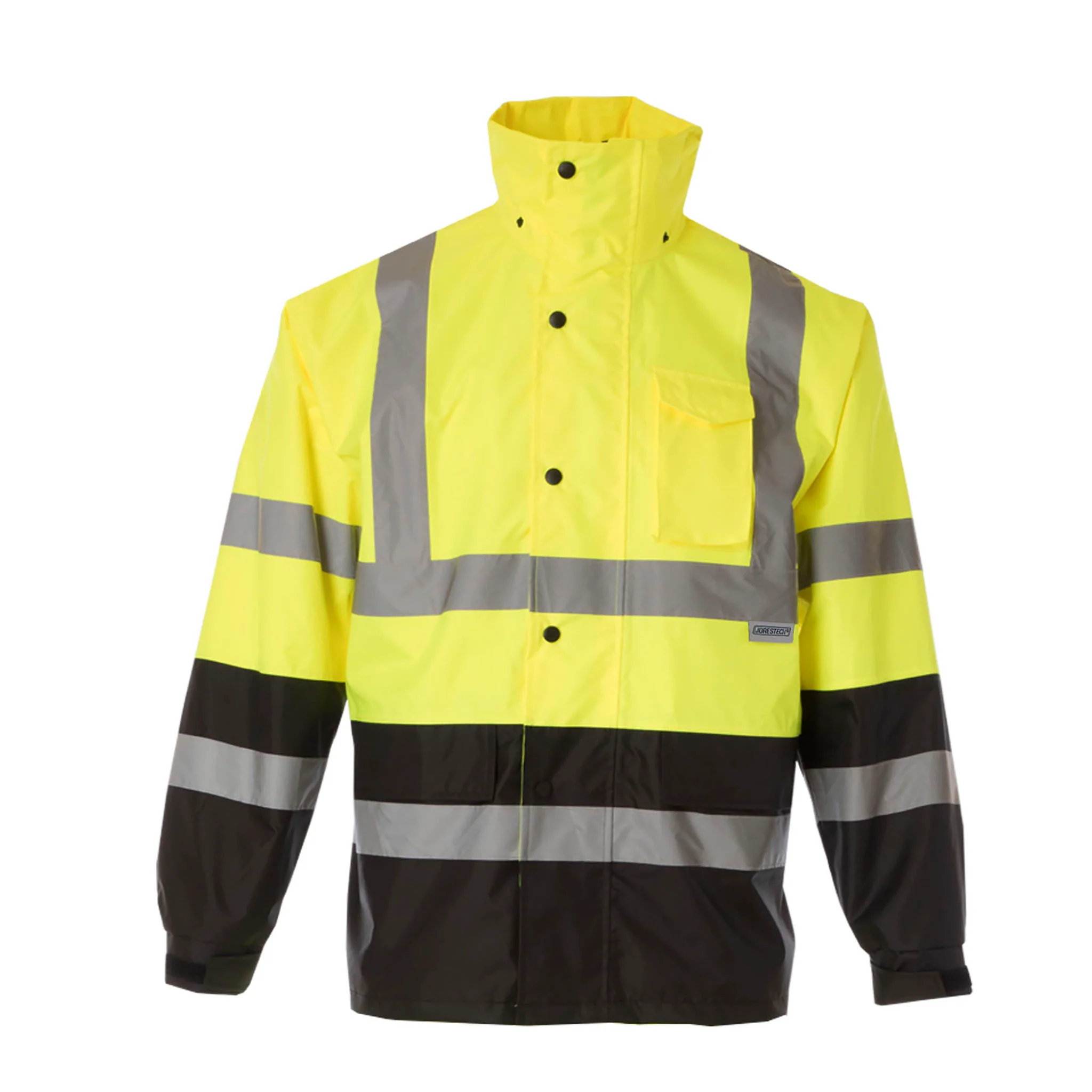Hi-Vis Yellow/Black Rain Jacket with 2" Reflective Strips - Image 8