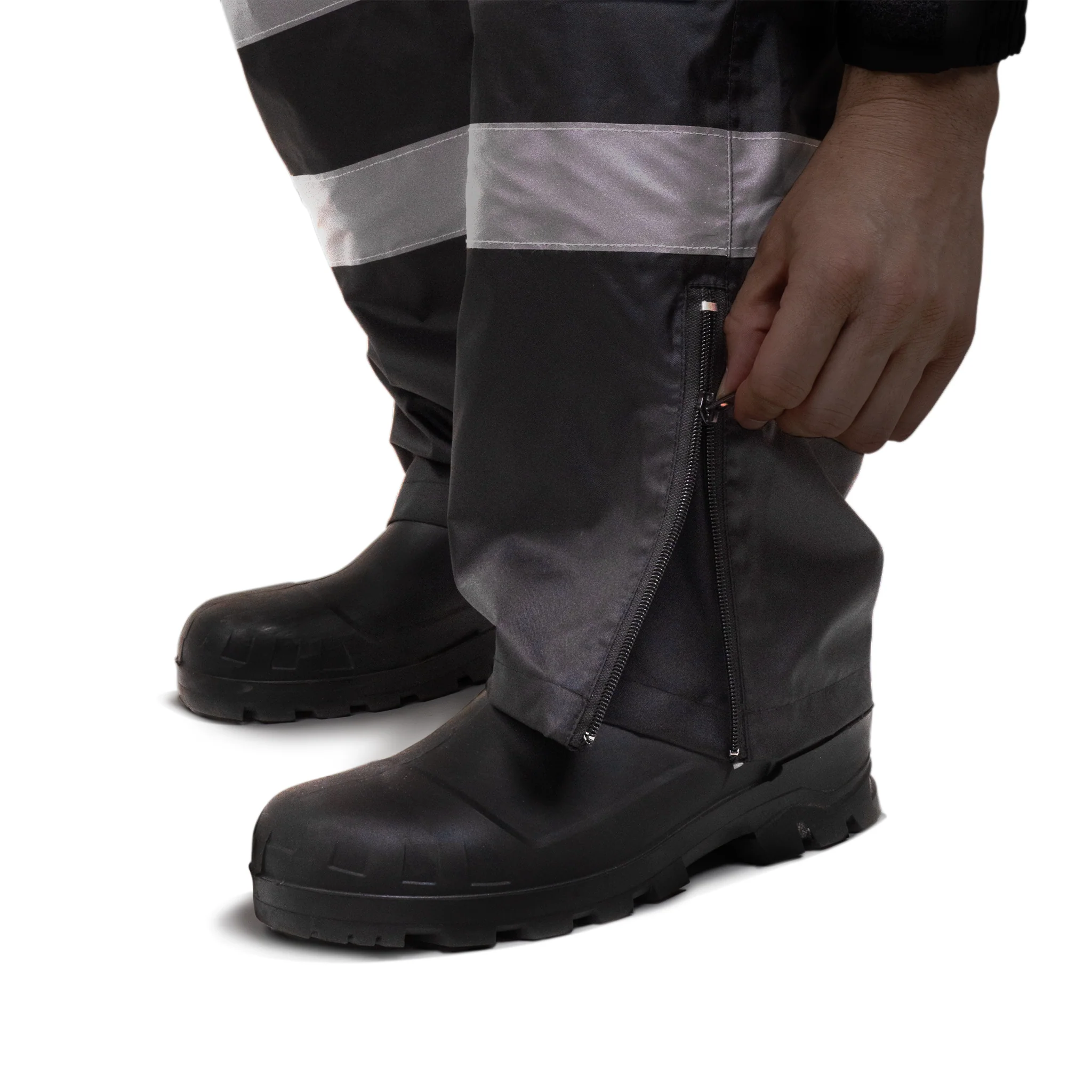 Hi-Vis Yellow/Black Rain Pants with Reflective Strips - Image 16