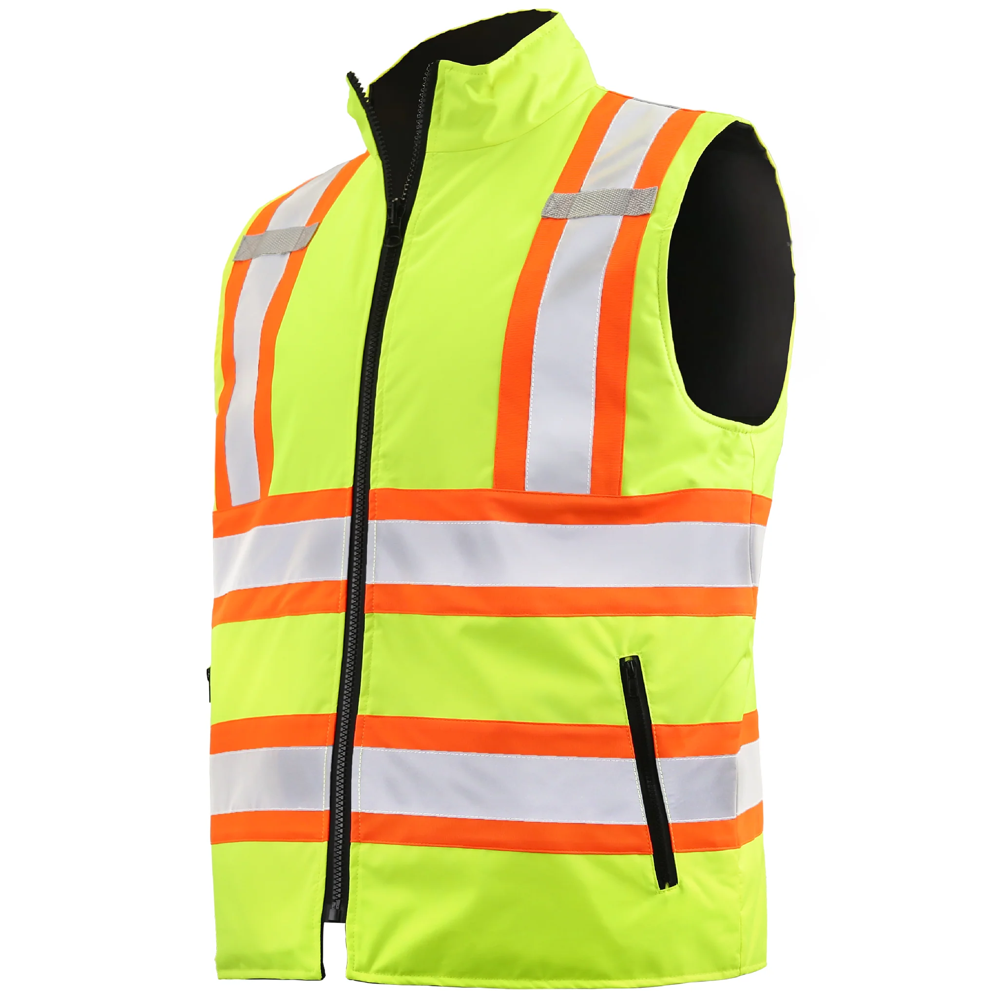 Hi-Vis Yellow/Black Reversible Insulated Safety Vest with Reflective Strips - Image 20