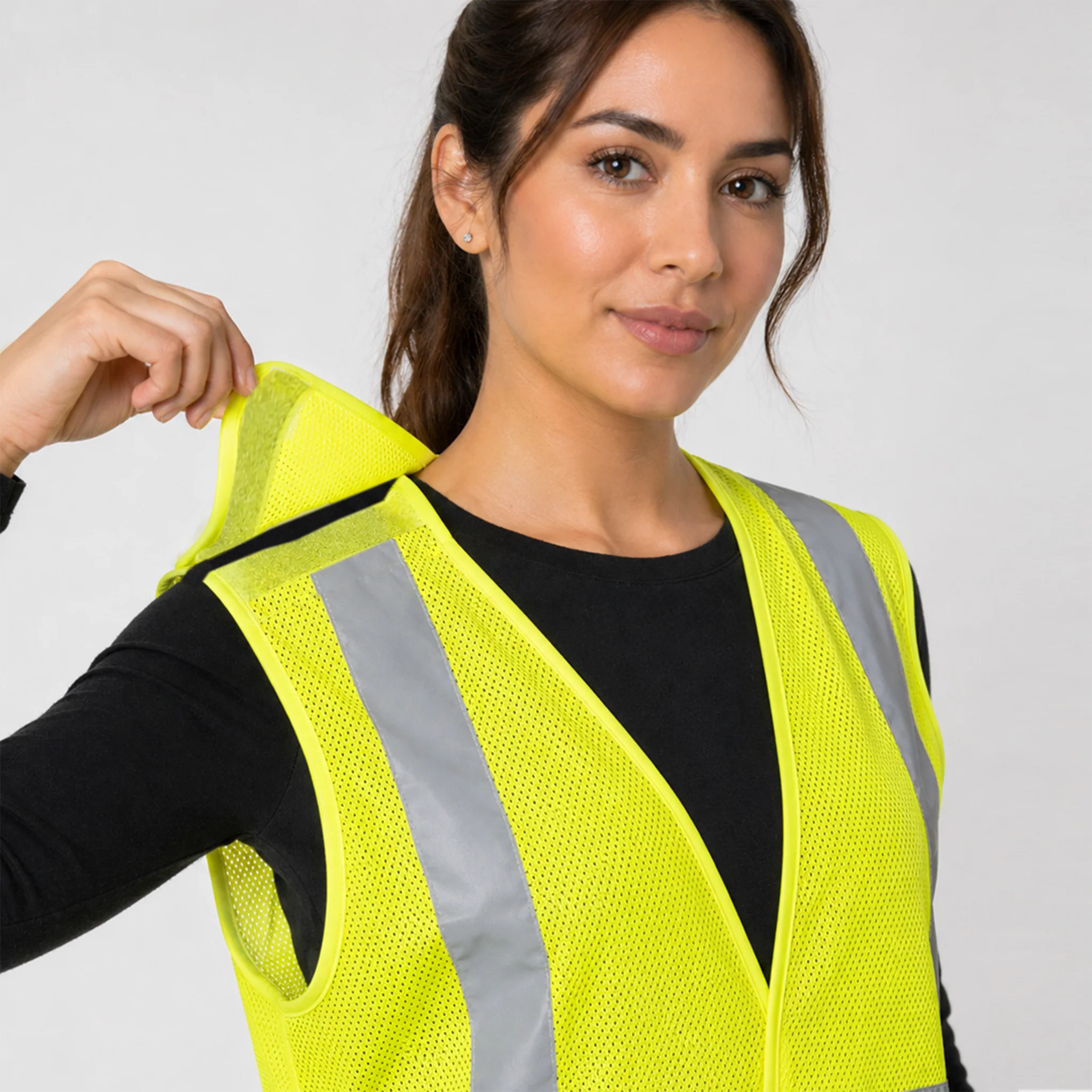 Hi-Vis Yellow Mesh Tearaway Safety Vest with 2” Reflective Strips and Pocket - Image 6