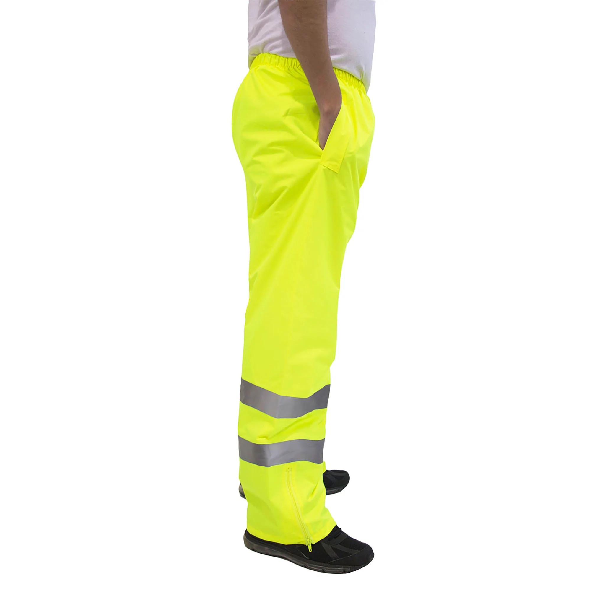 Hi-Vis Yellow Rain Pants with Reflective Strips - Image 5