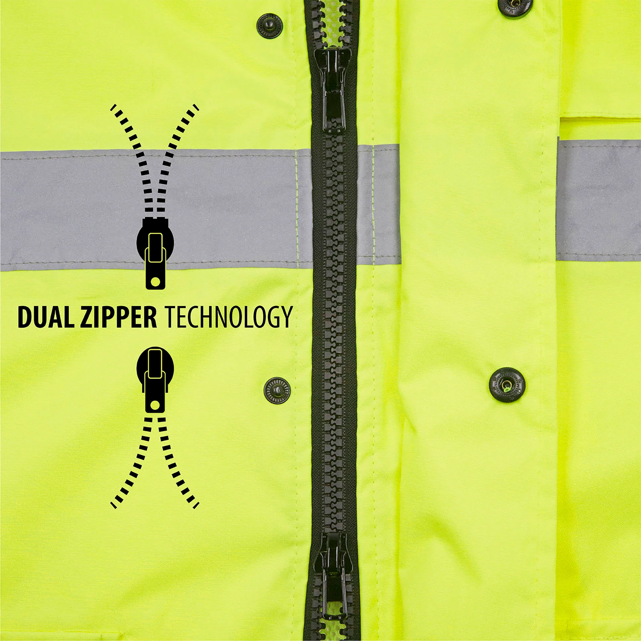 Hi-Vis Yellow Rain Set - Pants & Jacket with 2" Reflective Strips - Image 6