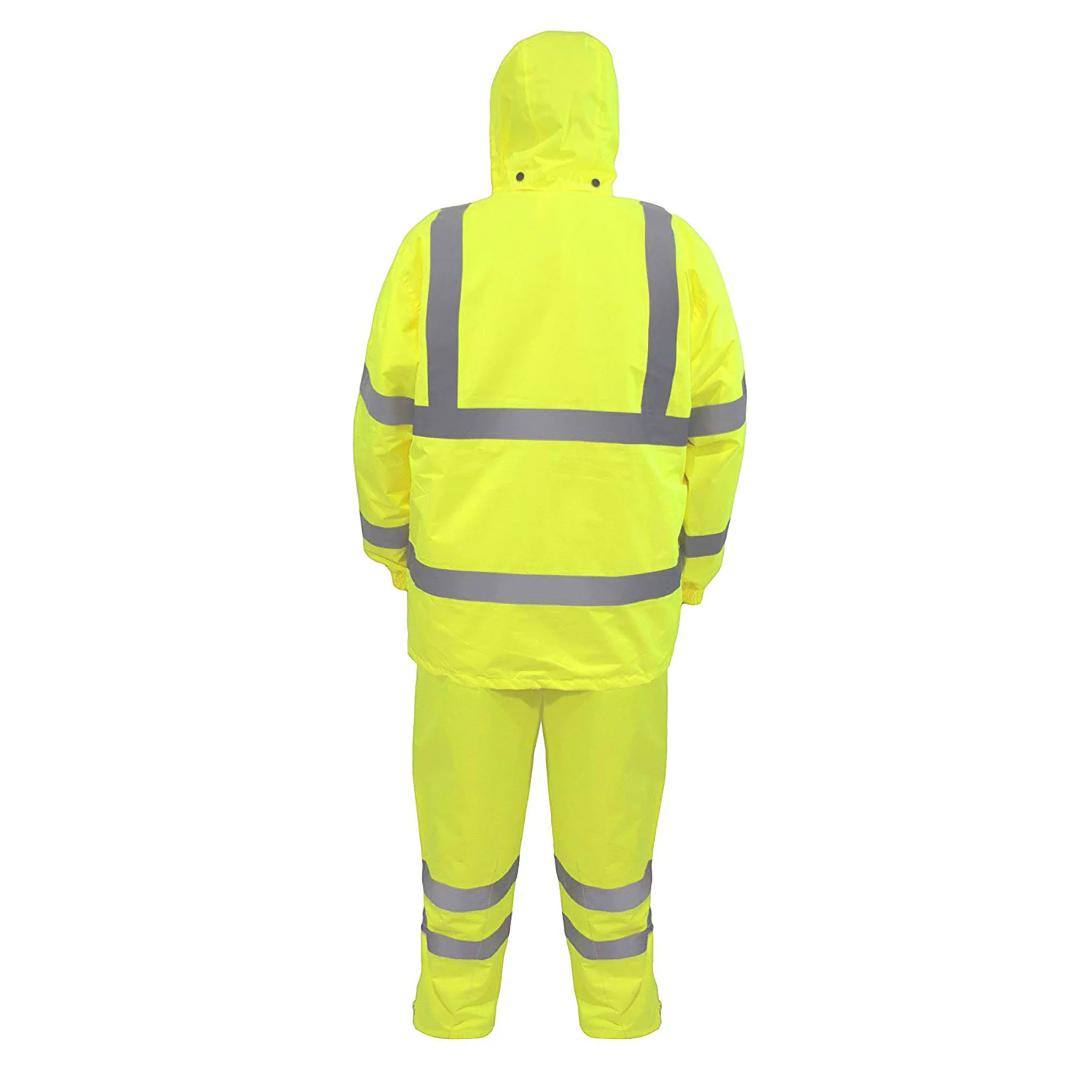 Hi-Vis Yellow Rain Set - Pants & Jacket with 2" Reflective Strips - Image 7