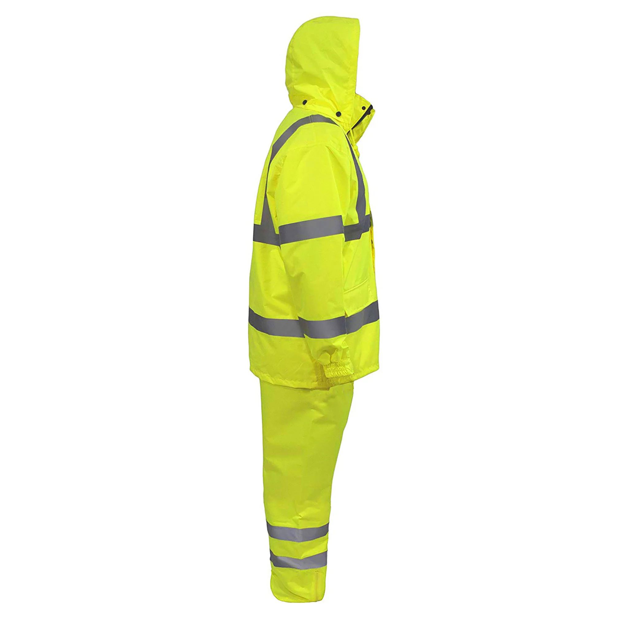 Hi-Vis Yellow Rain Set - Pants & Jacket with 2" Reflective Strips - Image 8