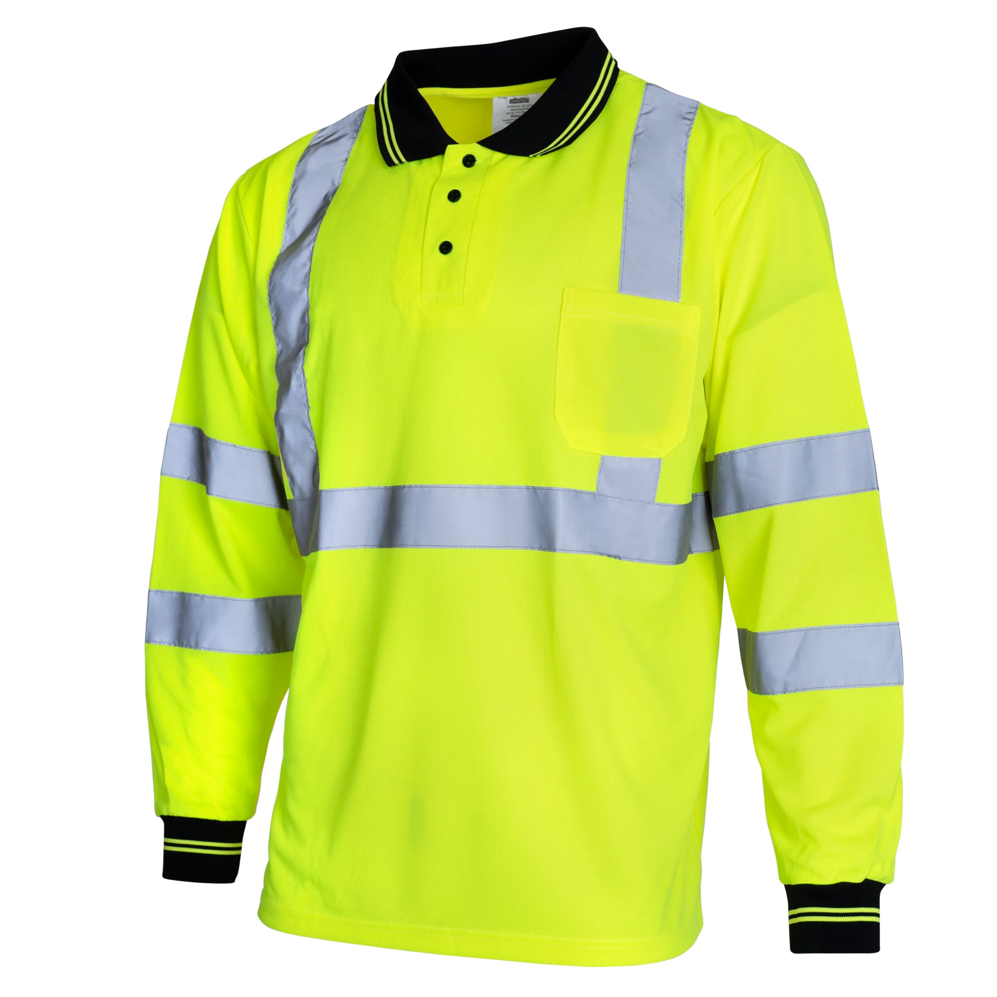 High Vis Reflective Safety Long Sleeve Polo Shirt - Image 14