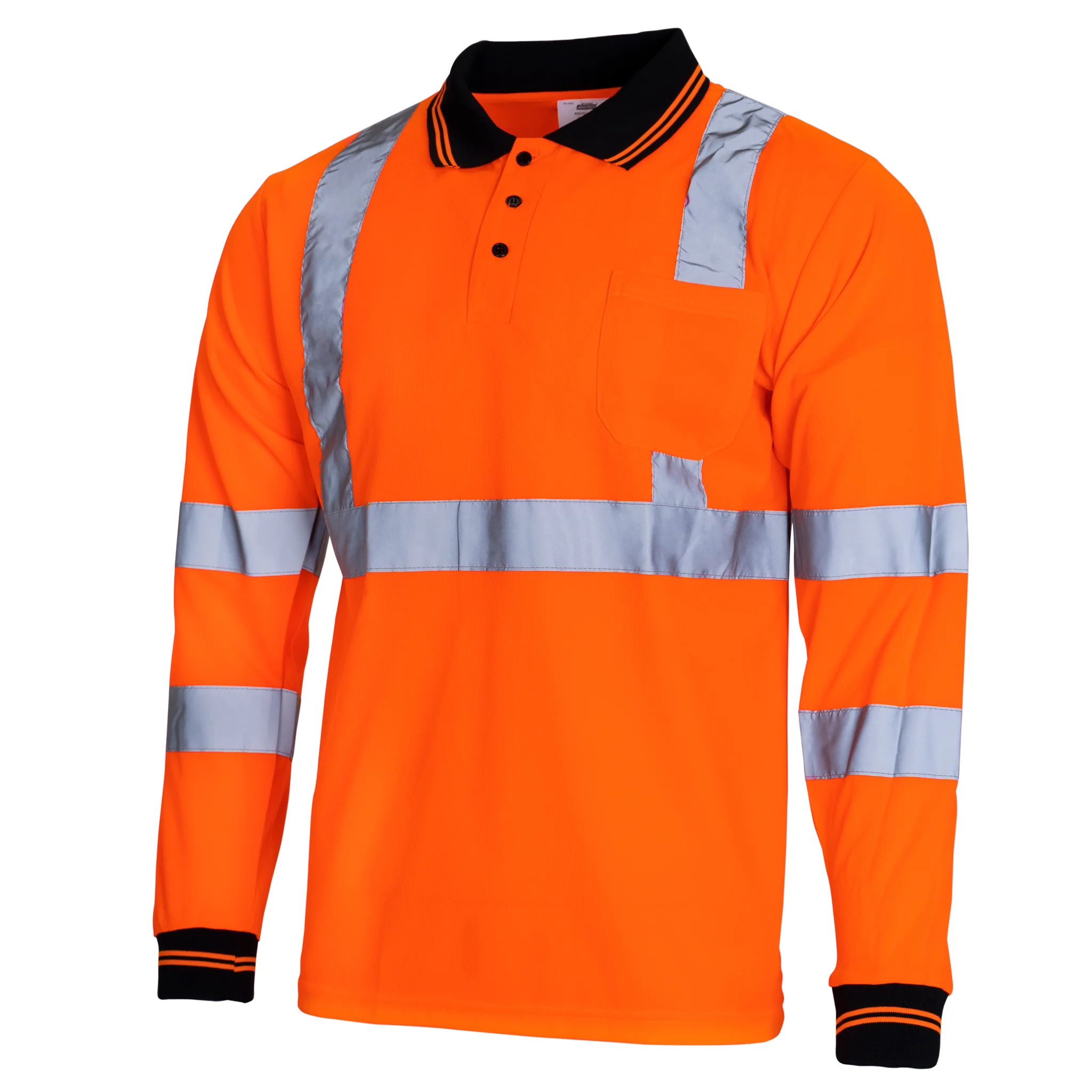 High Vis Reflective Safety Long Sleeve Polo Shirt - Image 9