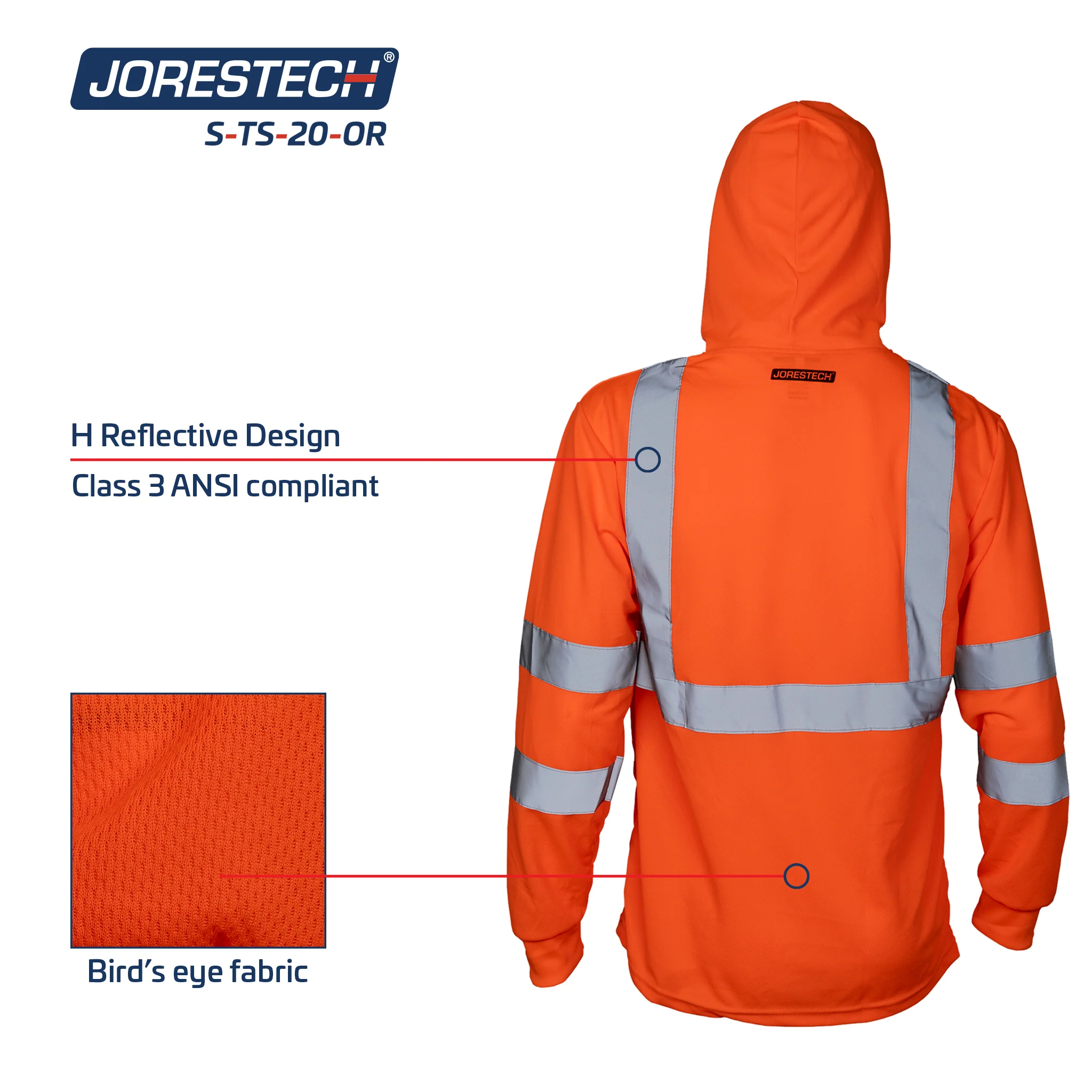 High Visibility Long Sleeve Safety Shirt With Reflective Strips and Hoodie - Image 13