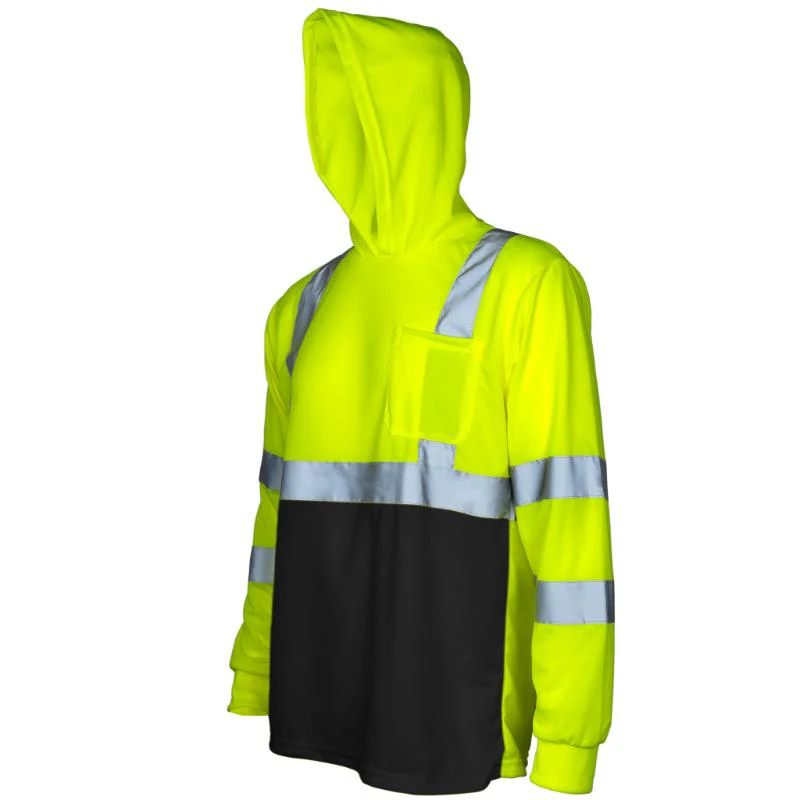 High Visibility Long Sleeve Safety Shirt With Reflective Strips and Hoodie - Image 24