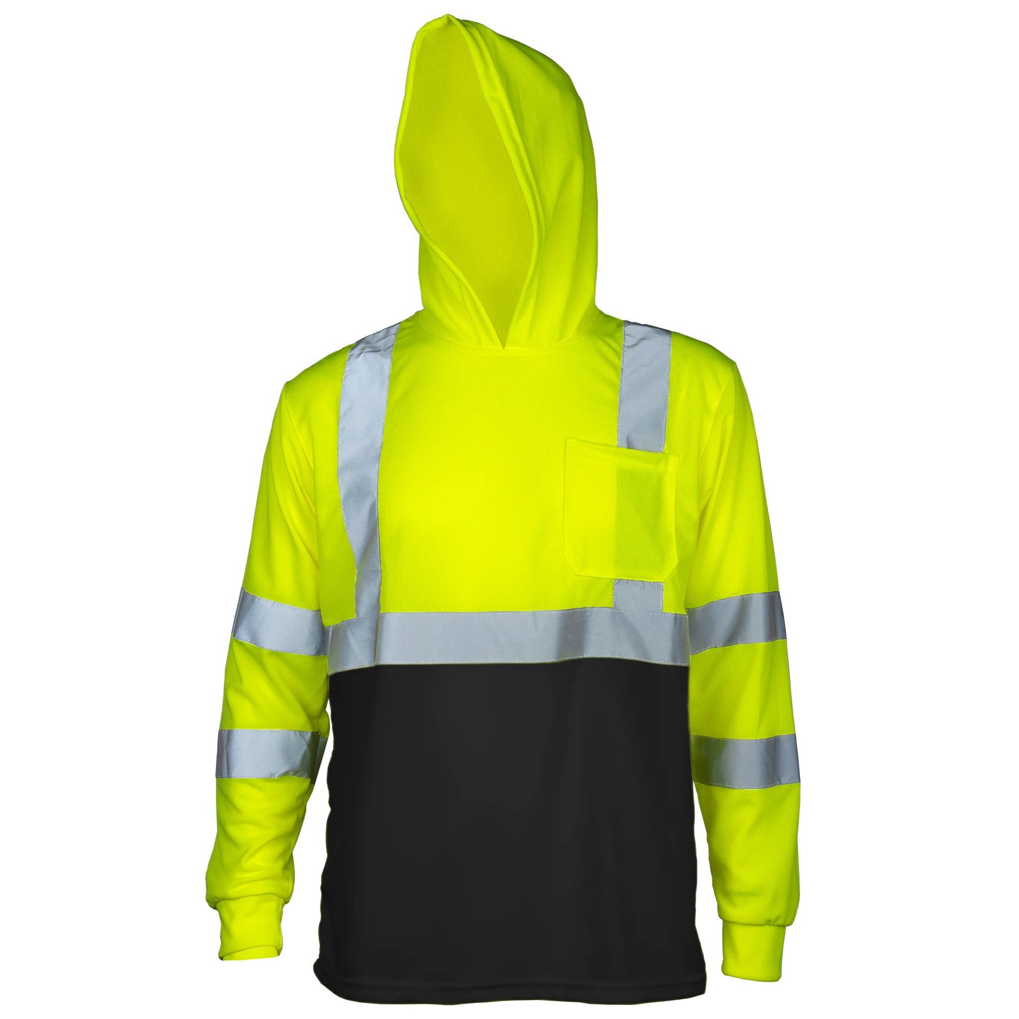 High Visibility Long Sleeve Safety Shirt With Reflective Strips and Hoodie - Image 25
