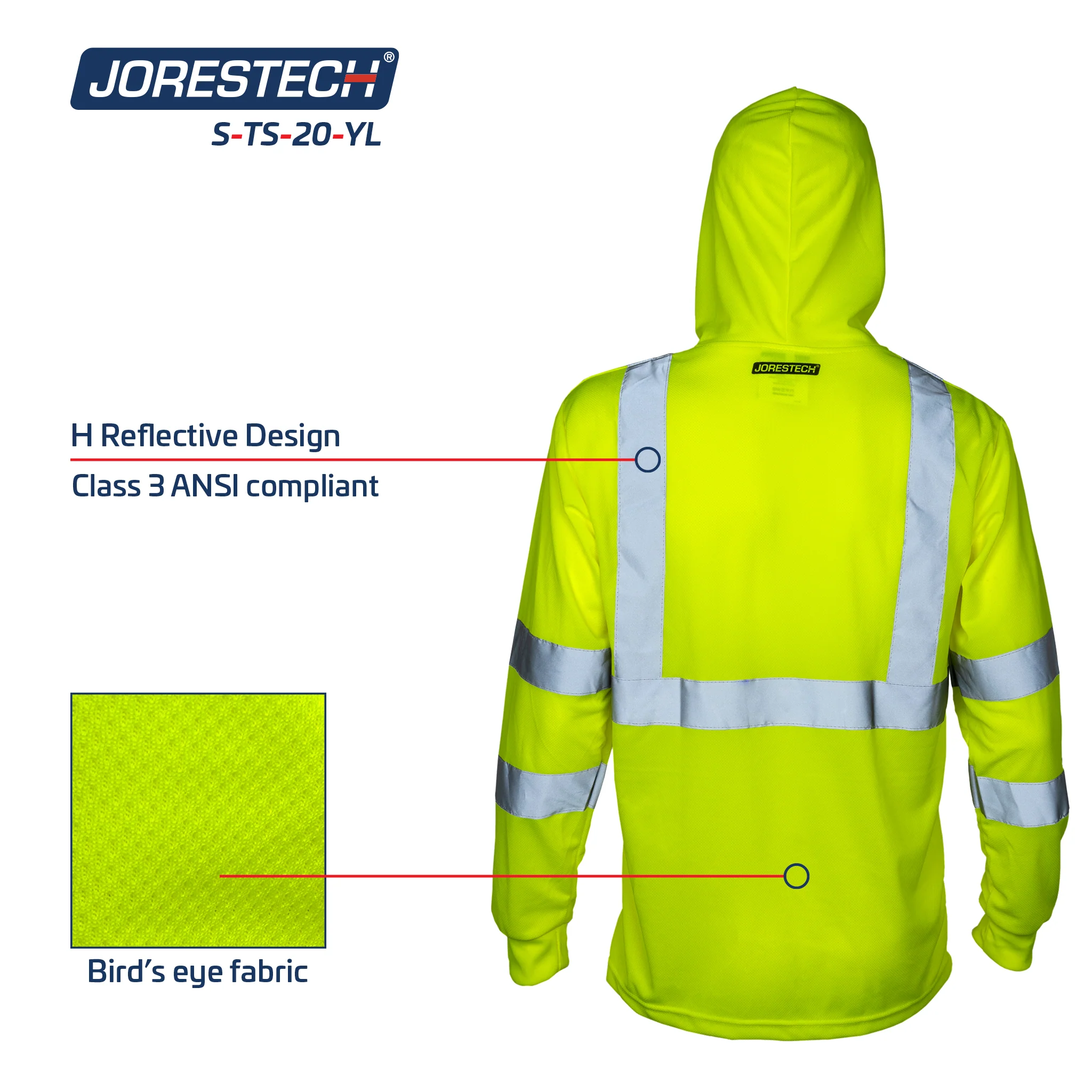 High Visibility Long Sleeve Safety Shirt With Reflective Strips and Hoodie - Image 5