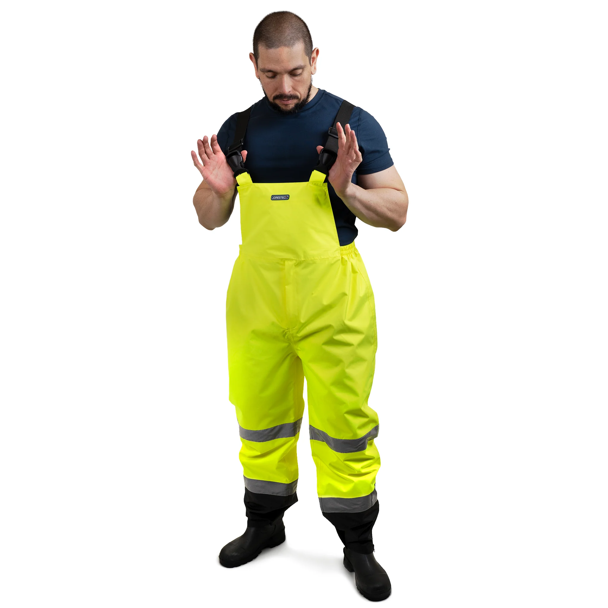 High Visibility Waterproof Safety Overall Pants with Reflective Stripes - Image 16