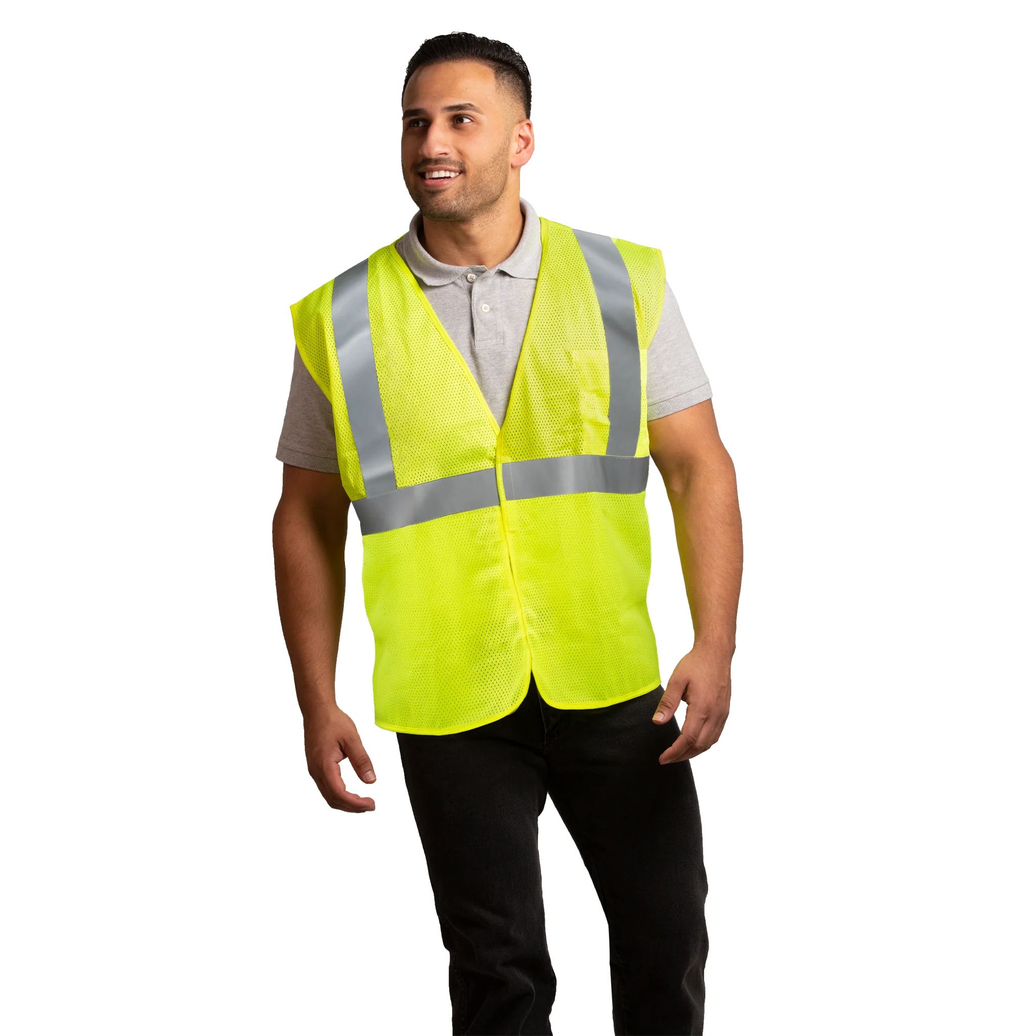 Printed Hi-Vis Mesh Safety Vest with 2” Reflective Strips and Pocket - Lime - Image 6