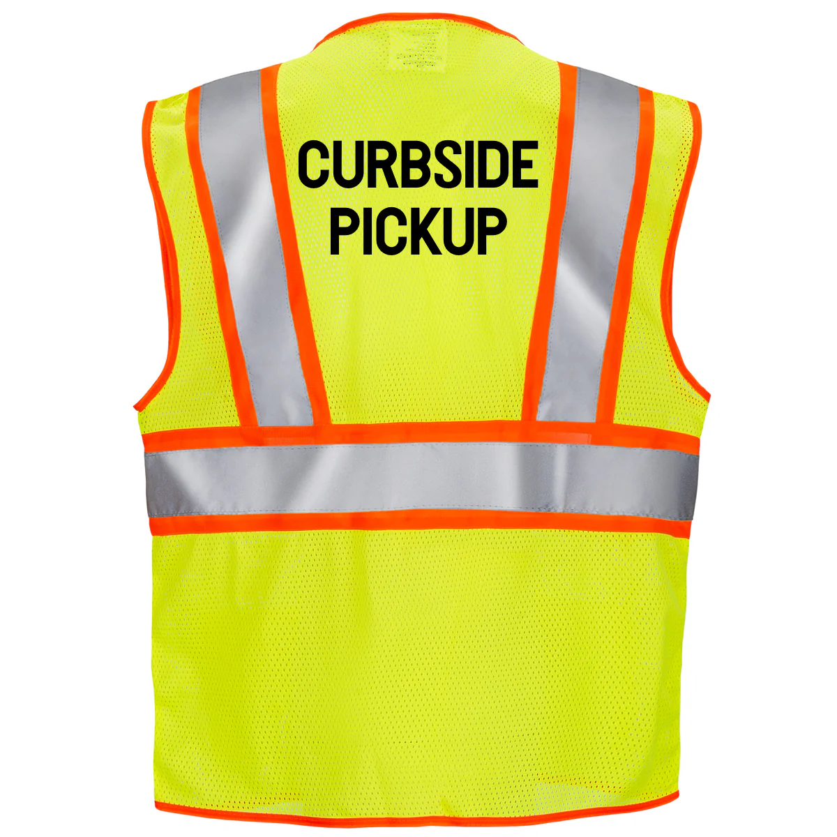 Printed Hi-Vis Two Toned Mesh Safety Vest with 2” Reflective Strips and Pockets - Lime - Image 11