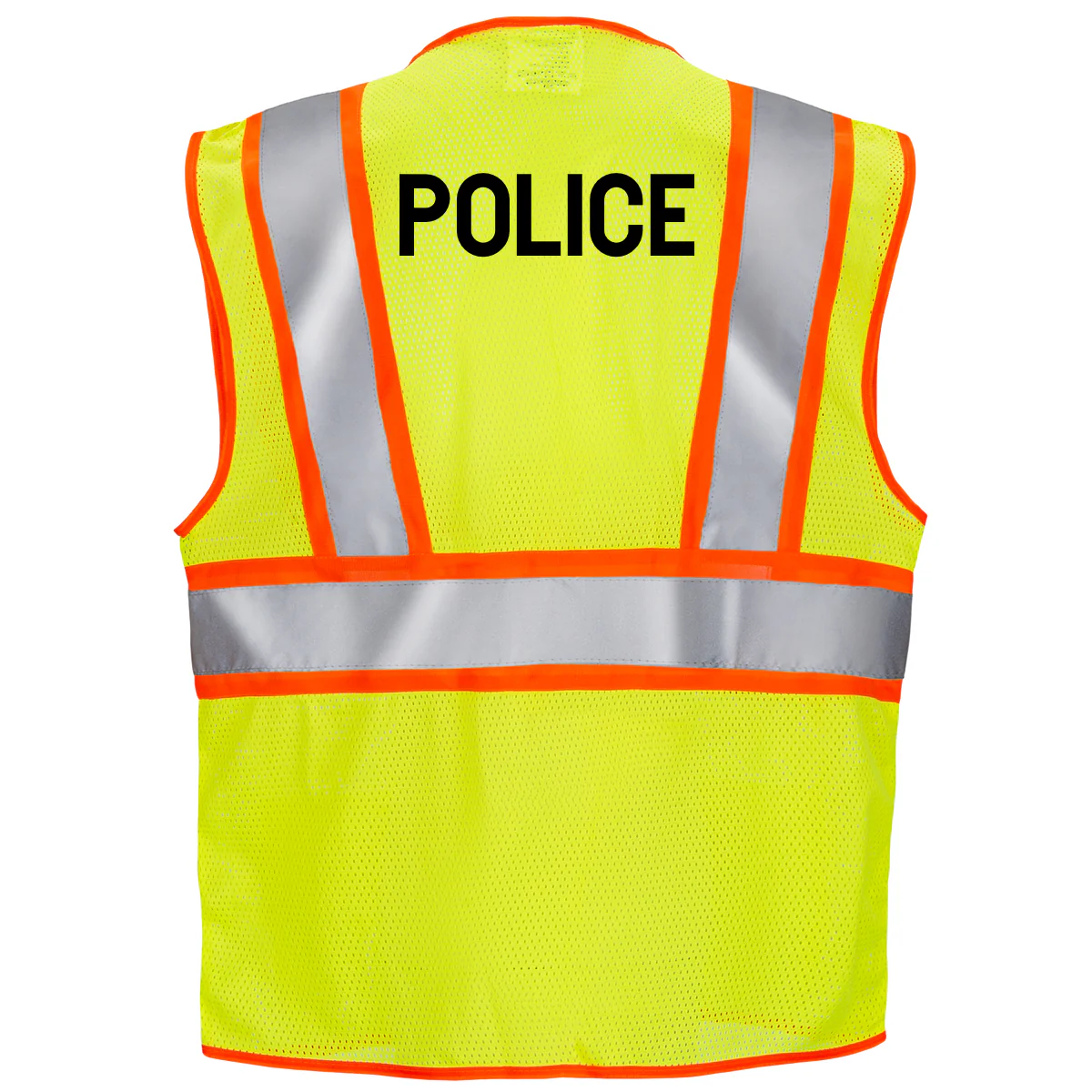 Printed Hi-Vis Two Toned Mesh Safety Vest with 2” Reflective Strips and Pockets - Lime - Image 13