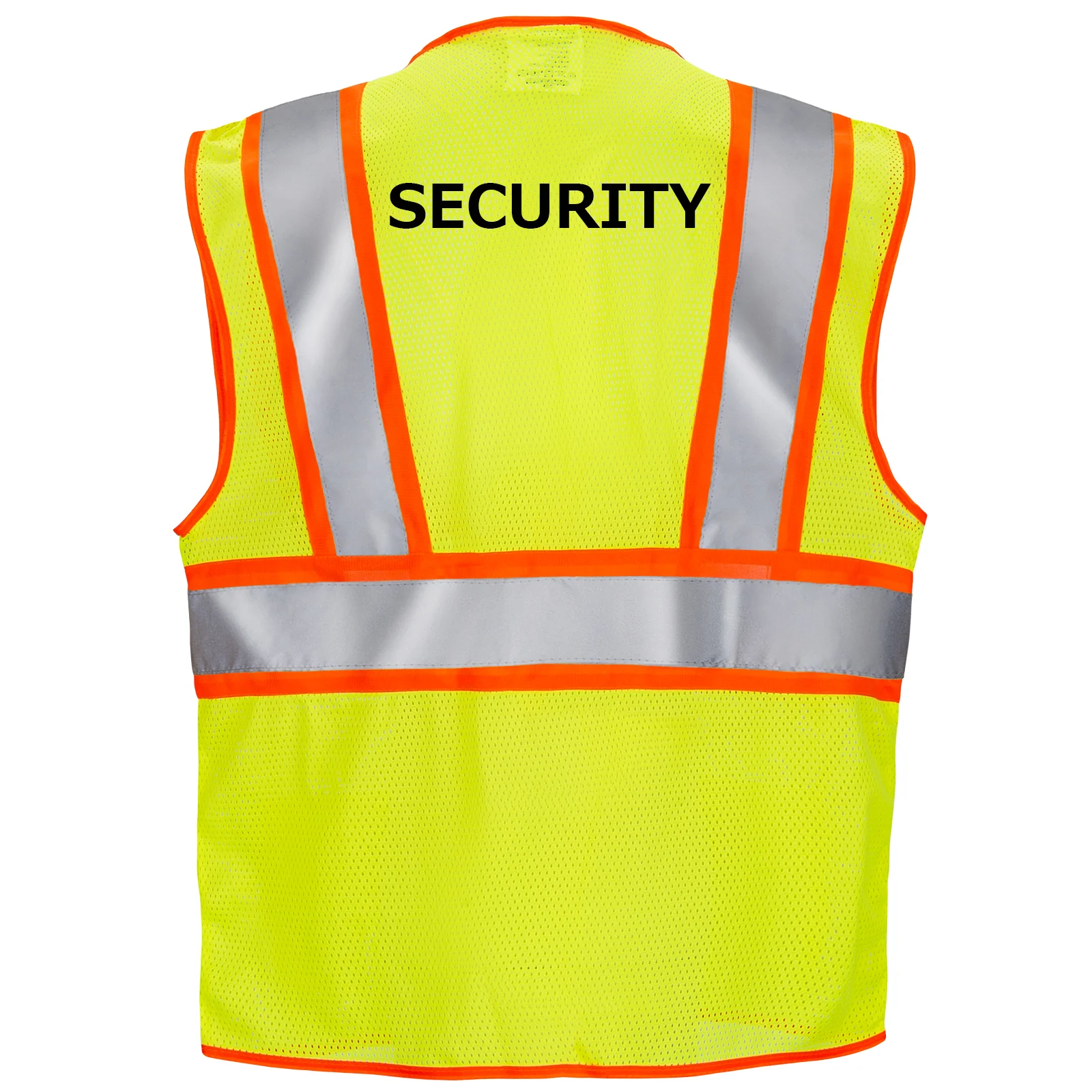 Printed Hi-Vis Two Toned Mesh Safety Vest with 2” Reflective Strips and Pockets - Lime - Image 15