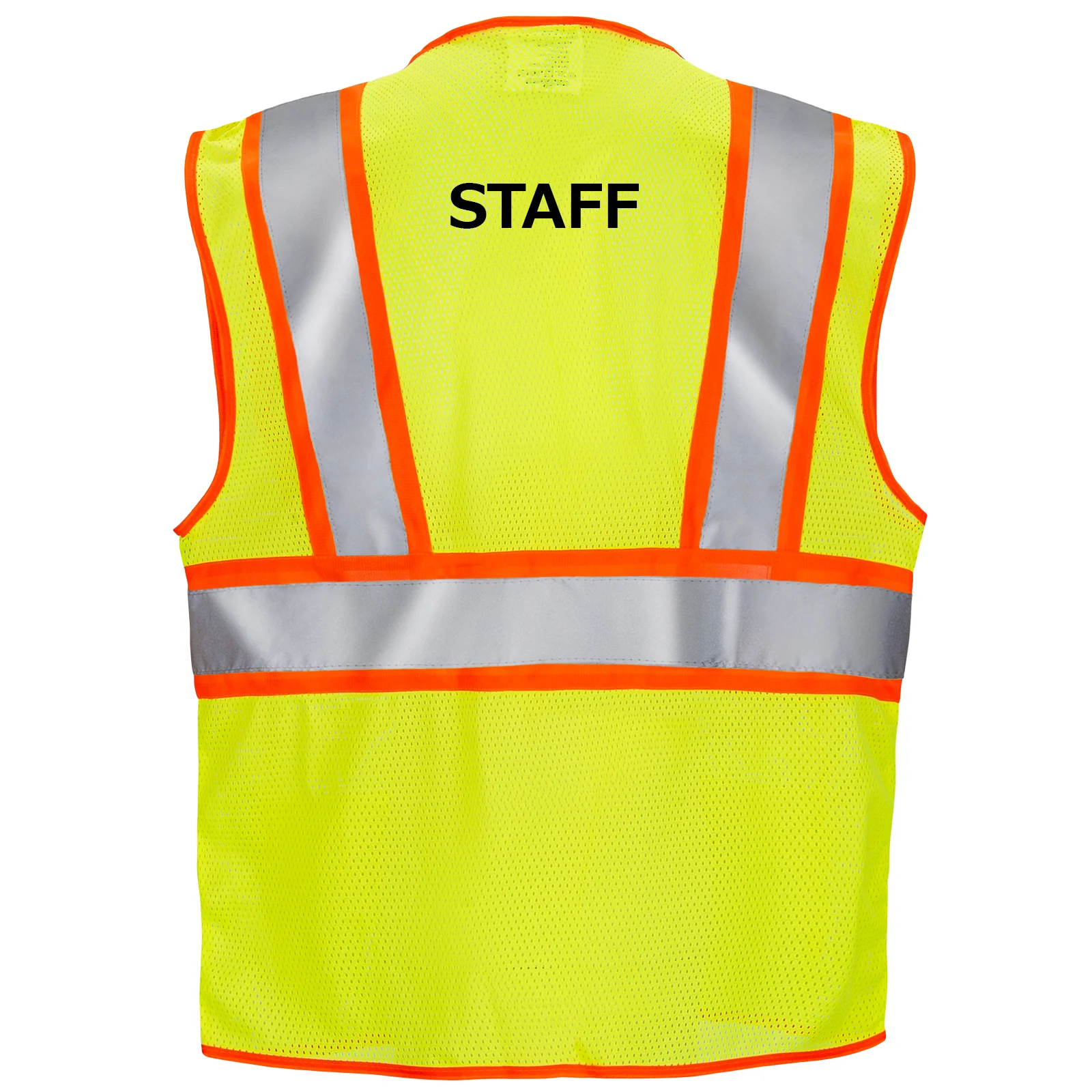 Printed Hi-Vis Two Toned Mesh Safety Vest with 2” Reflective Strips and Pockets - Lime - Image 16