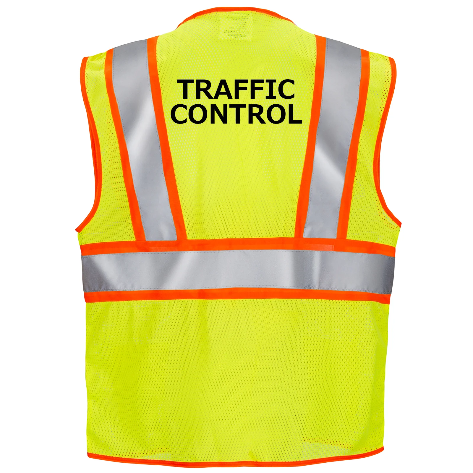 Printed Hi-Vis Two Toned Mesh Safety Vest with 2” Reflective Strips and Pockets - Lime - Image 17