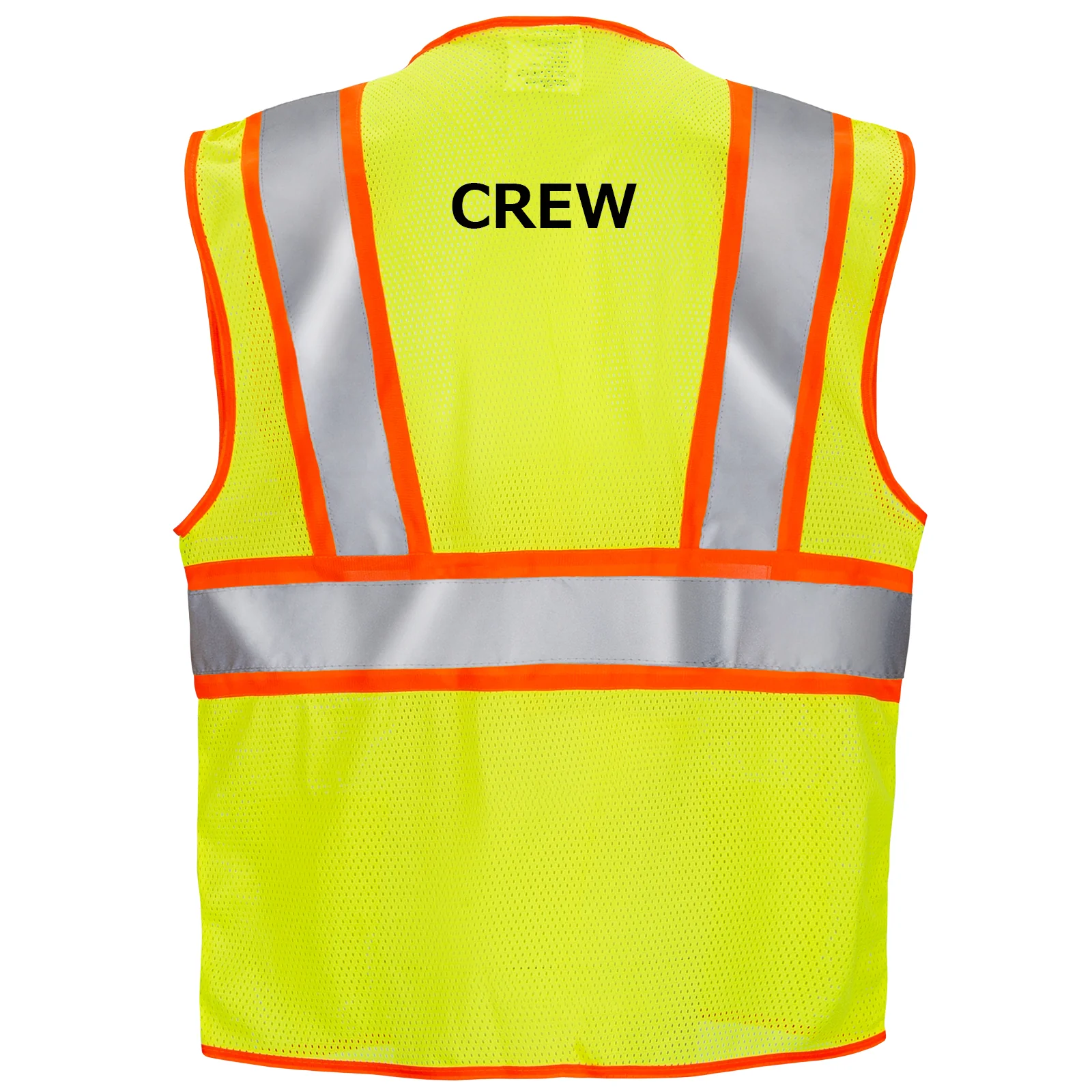 Printed Hi-Vis Two Toned Mesh Safety Vest with 2” Reflective Strips and Pockets - Lime - Image 9