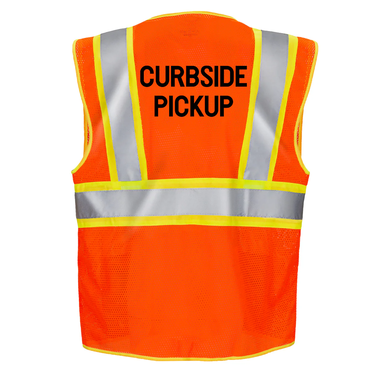 Printed Hi-Vis Two Toned Mesh Safety Vest with 2” Reflective Strips and Pockets - Orange - Image 10