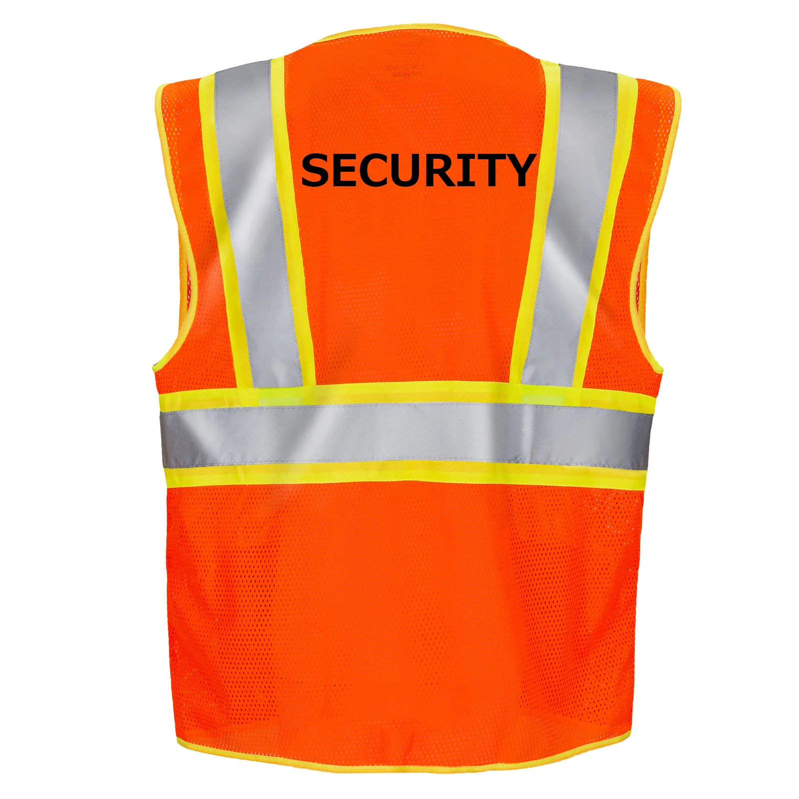 Printed Hi-Vis Two Toned Mesh Safety Vest with 2” Reflective Strips and Pockets - Orange - Image 14