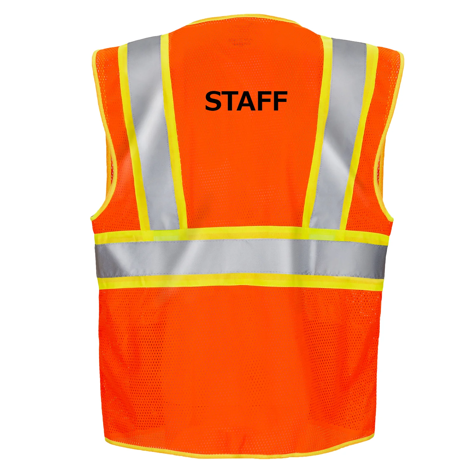 Printed Hi-Vis Two Toned Mesh Safety Vest with 2” Reflective Strips and Pockets - Orange - Image 15
