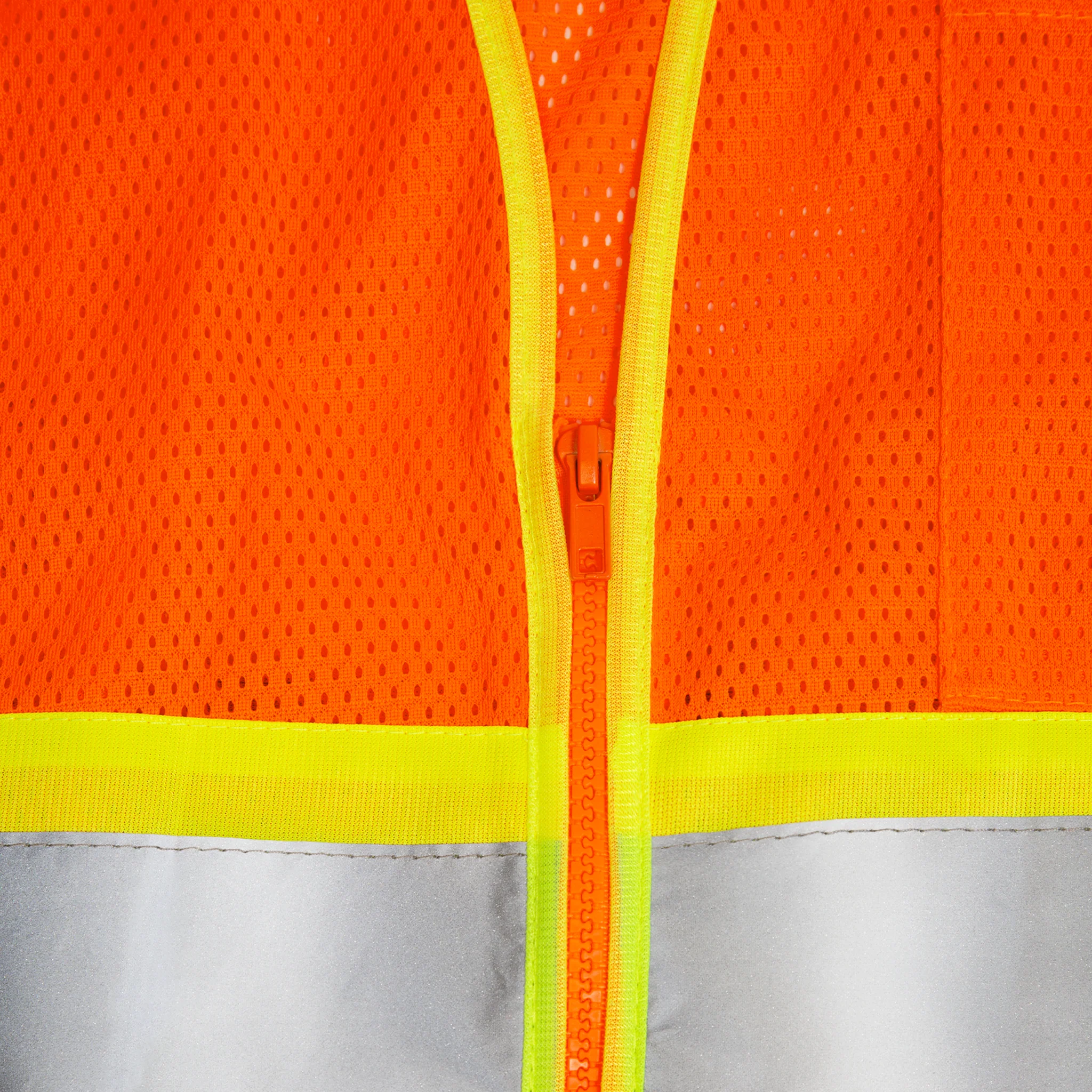 Printed Hi-Vis Two Toned Mesh Safety Vest with 2” Reflective Strips and Pockets - Orange - Image 6