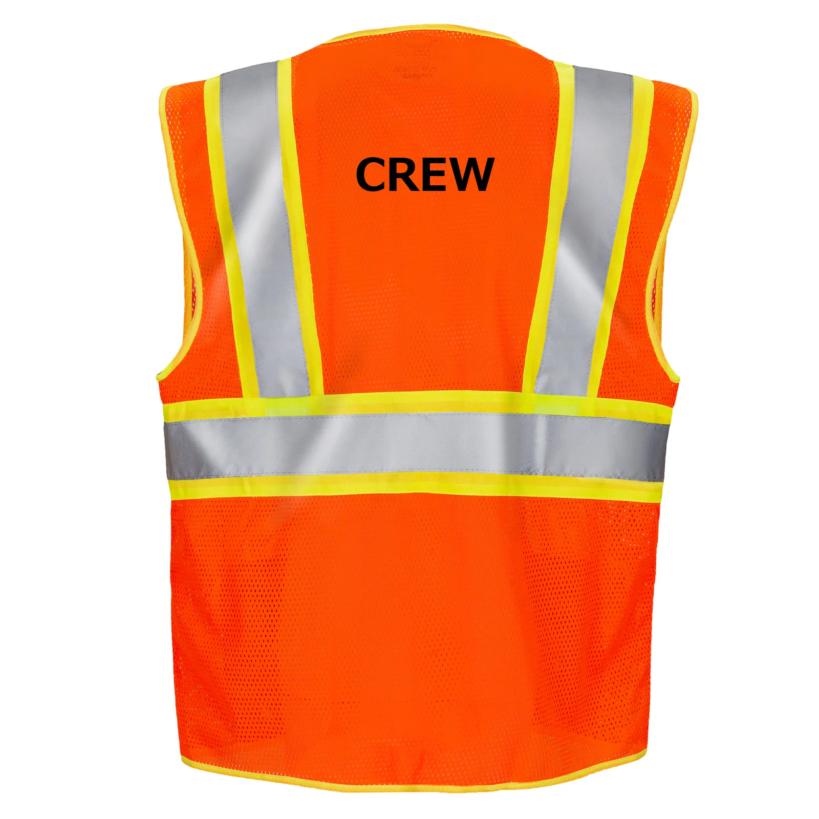 Printed Hi-Vis Two Toned Mesh Safety Vest with 2” Reflective Strips and Pockets - Orange - Image 8