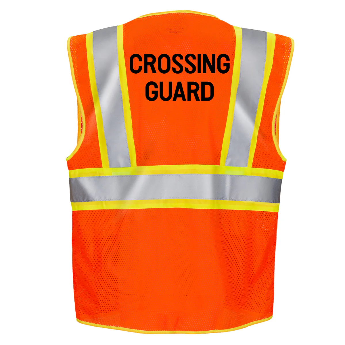 Printed Hi-Vis Two Toned Mesh Safety Vest with 2” Reflective Strips and Pockets - Orange - Image 9