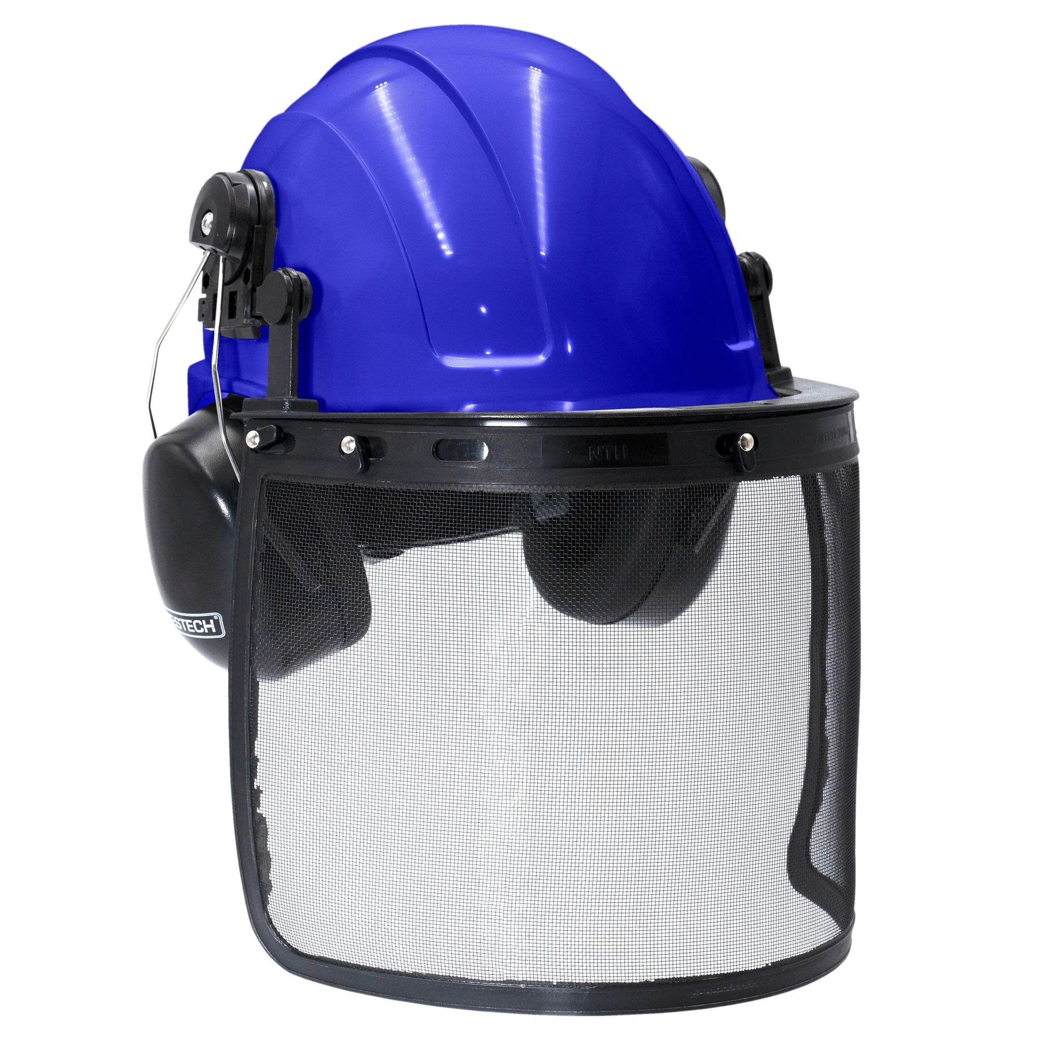 Safety Cap-Style Helmet System with Iron Mesh Face Shield and Earmuffs Black - Image 11