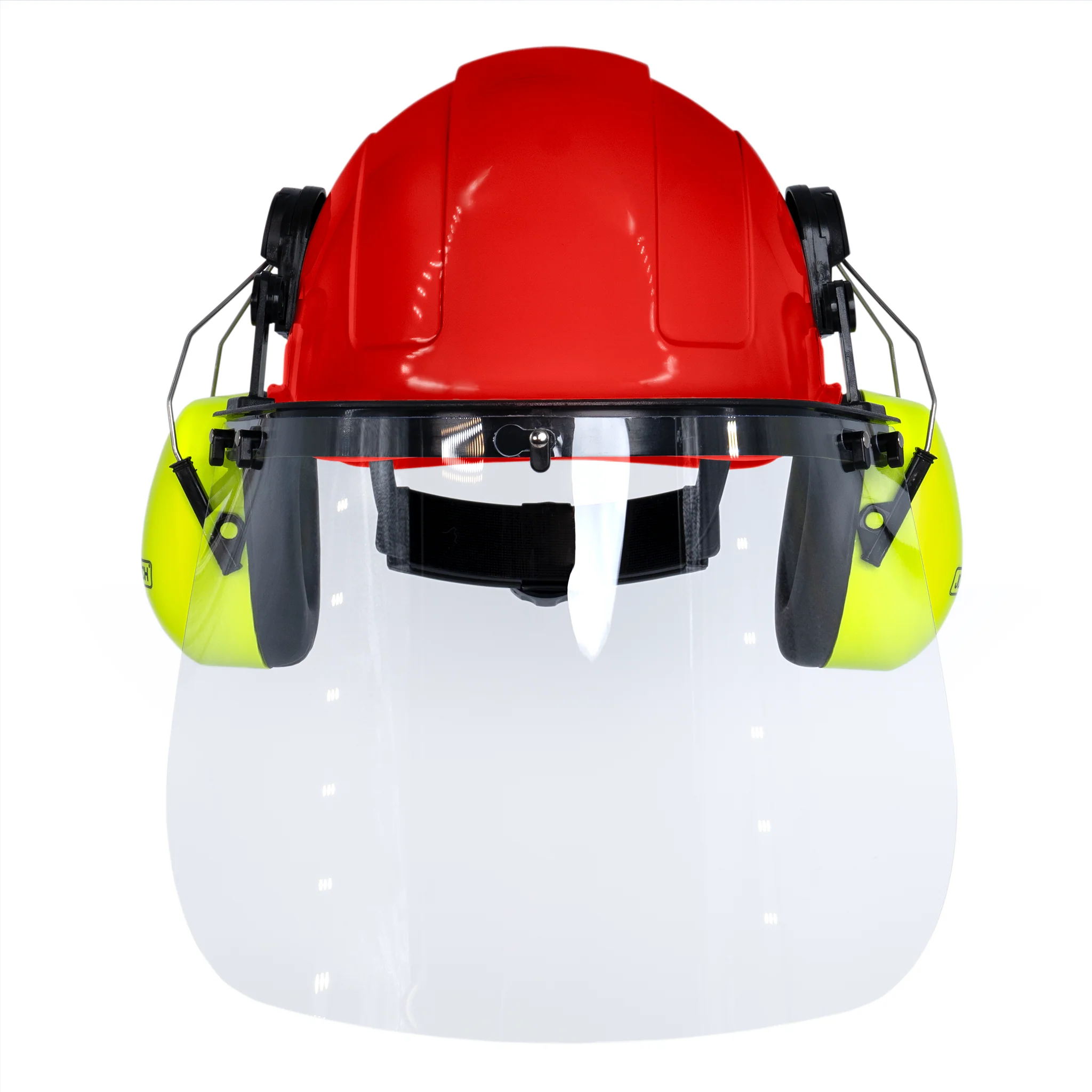 Cap-Style Hard Hat Kit with Lime Mountable Earmuffs and Hi-Transparency Face Shield - Image 2