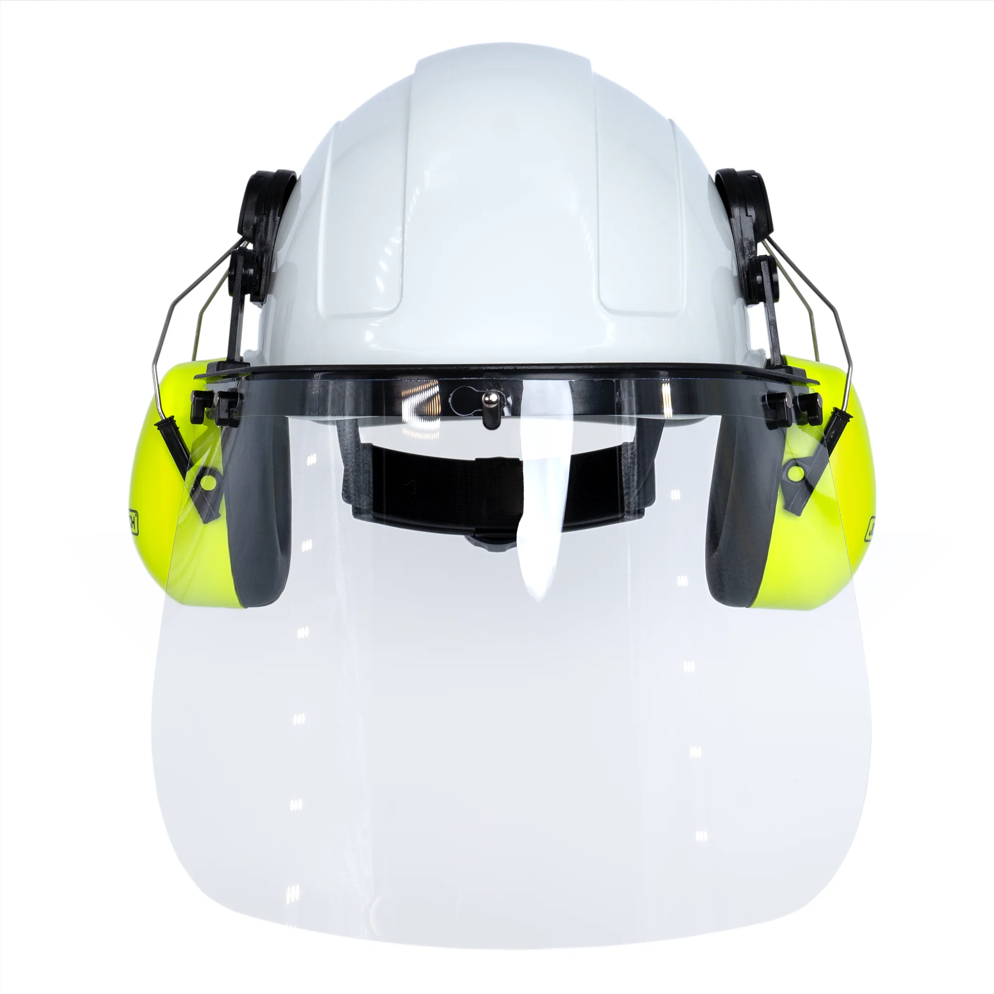 Cap-Style Hard Hat Kit with Lime Mountable Earmuffs and Hi-Transparency Face Shield - Image 7