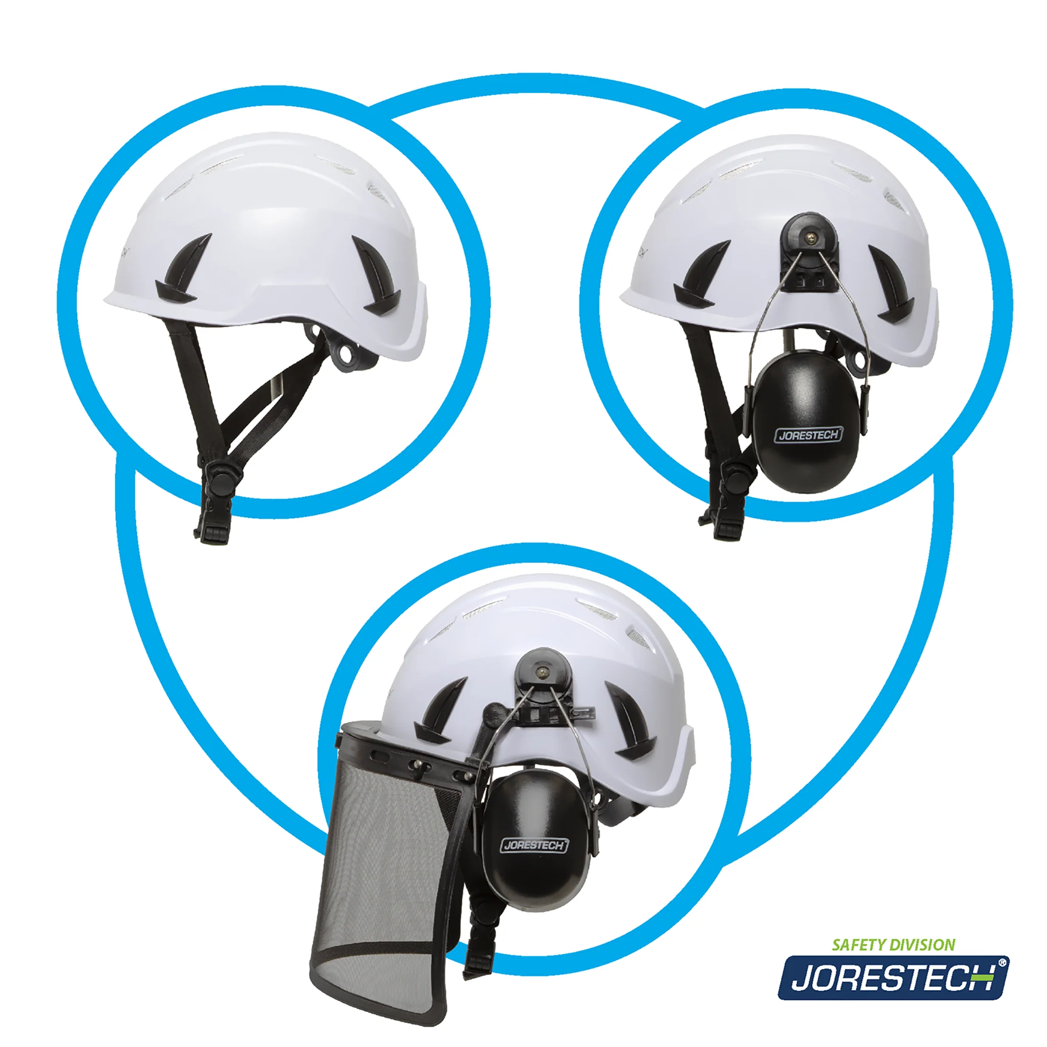 Safety Work at Height Helmet System with Iron Mesh Face Shield and Earmuffs - Image 6