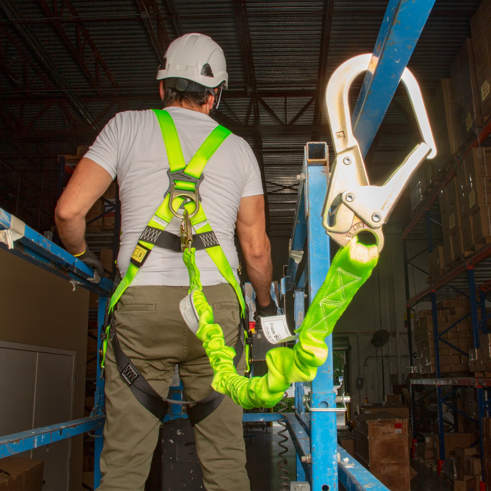 Single Leg Internal Shock-Absorbing Lanyard with Snap Hook and Scaffolding Hook - Image 3
