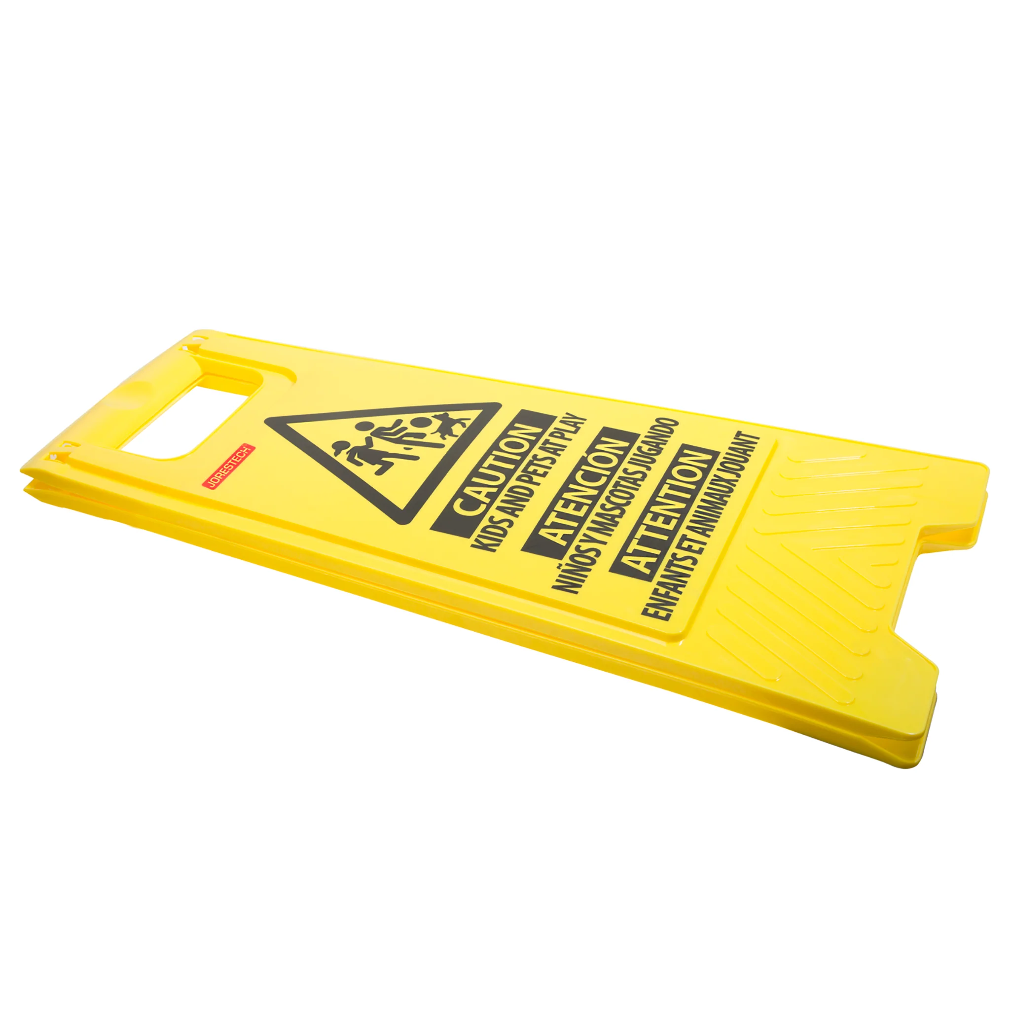 Two-Sided Folding Floor Safety Multi-lingual Sign -  Kids at Play - Image 4