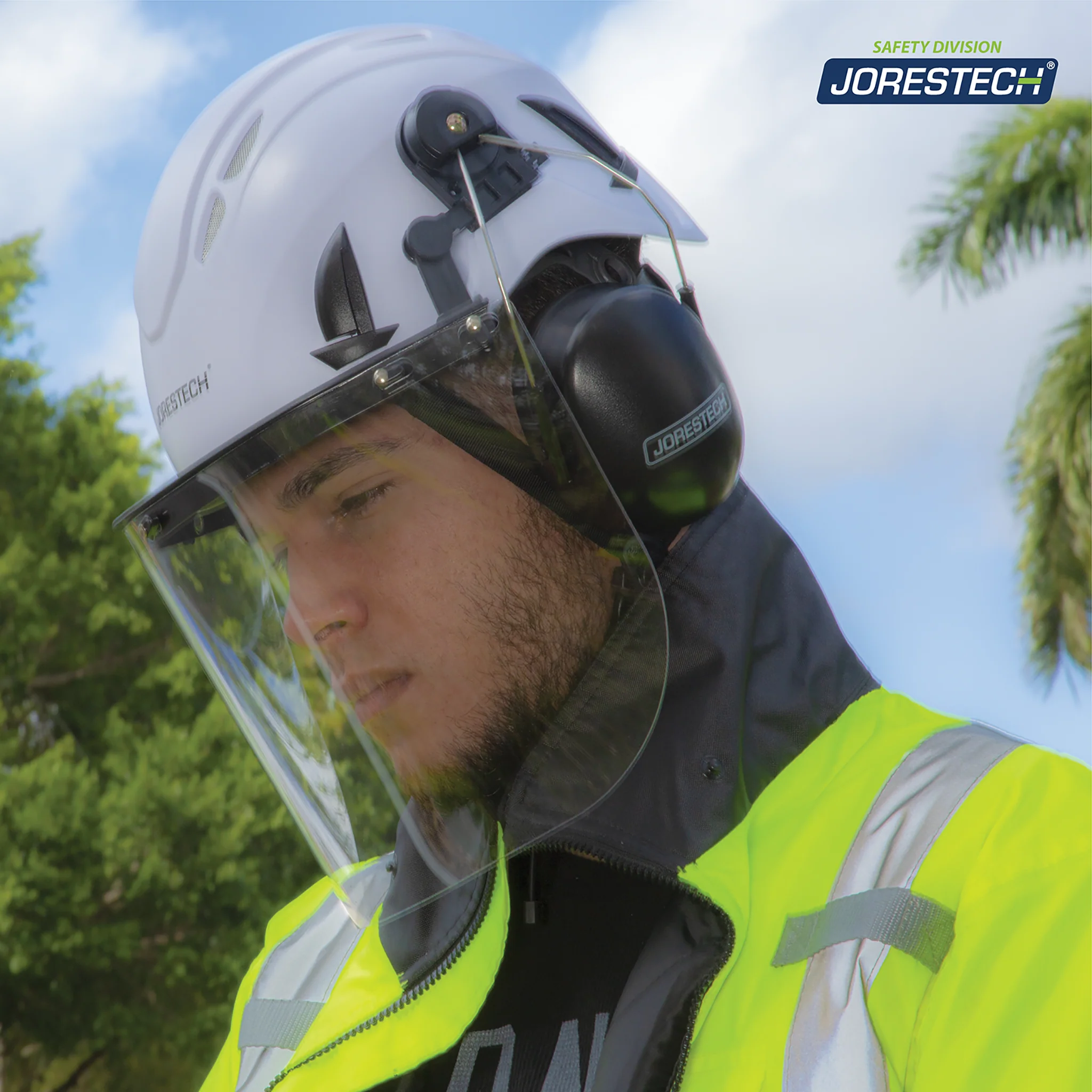 Ventilated Safety Work at Height Helmet System with Face Shield and Earmuffs - Image 4