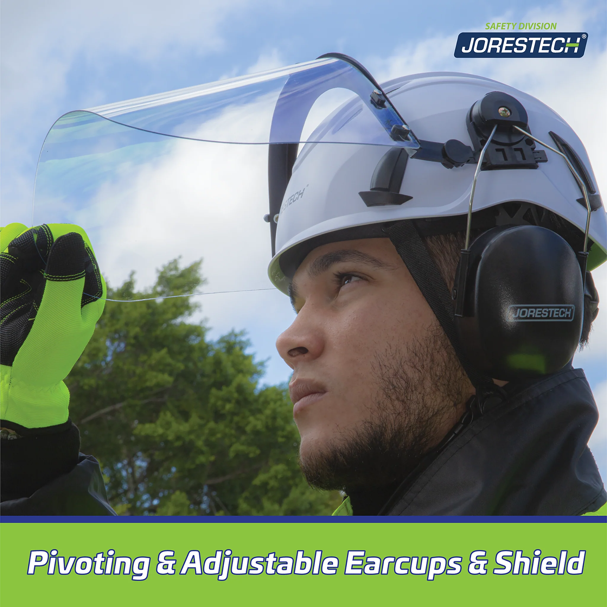 Ventilated Safety Work at Height Helmet System with Face Shield and Earmuffs - Image 5