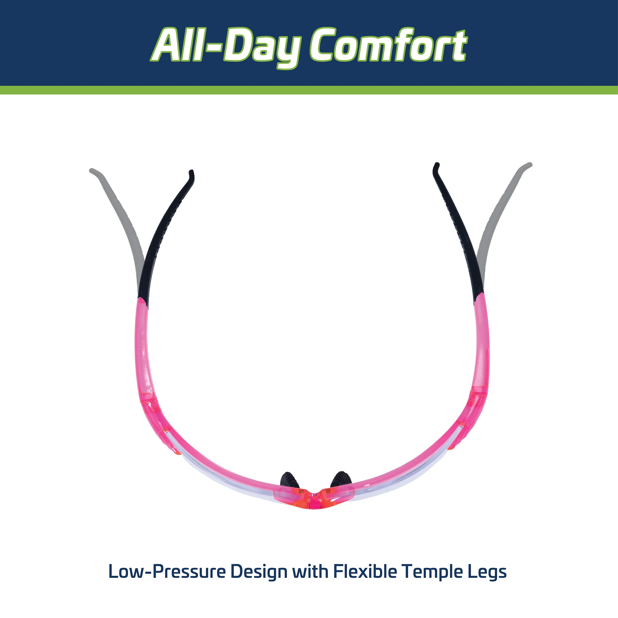 Wraparound Safety Glasses with Flexible Rubber Temple Tips - Image 17