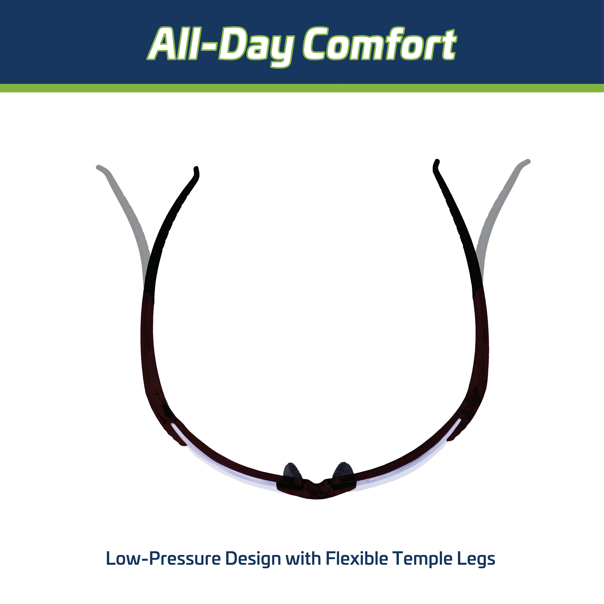 Wraparound Safety Glasses with Flexible Rubber Temple Tips - Image 5